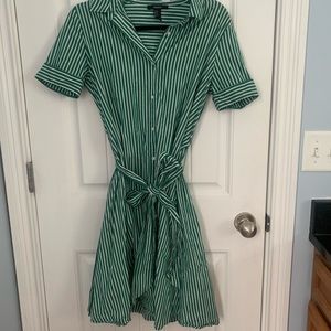 Forever 21 green and white striped shirt dress